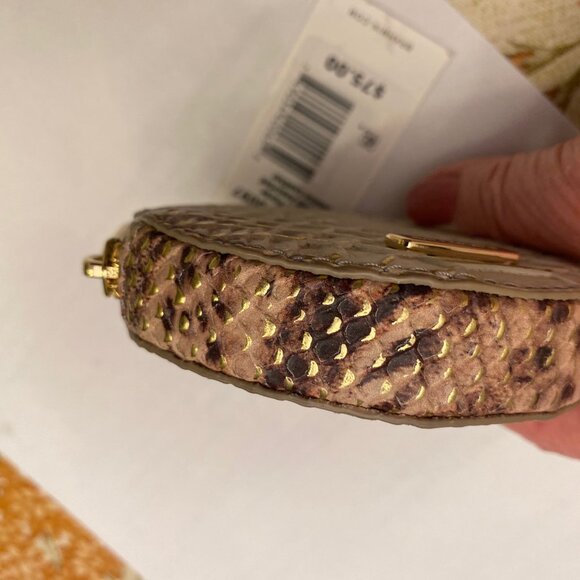 Authentic Zip-Around Brahmin Embossed Leather Coin Purse. 3-7/8" Diameter NWT - Picture 5 of 10